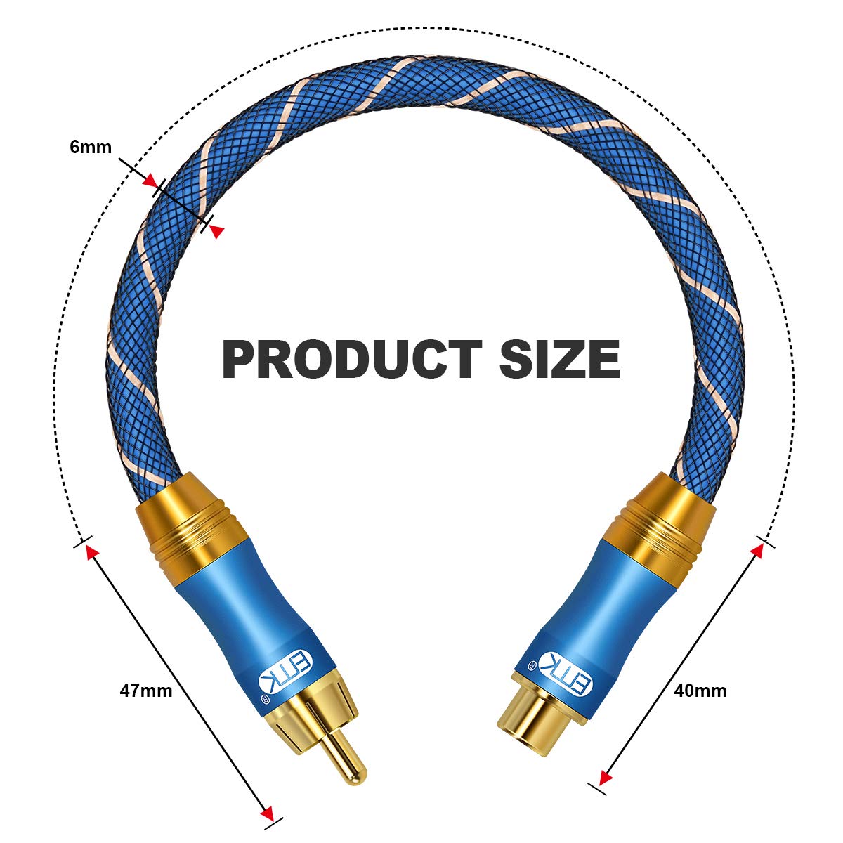 Coaxial Extension Cable(6.6ft/2m) EMK Coaxial Male to Female Cable Gold Plated Copper Shell Heavy Duty Digital Coaxial Audio Cable Subwoofer Cable for Home Theater, HDTV, Amplifiers, Hi-Fi Systems - Image 7