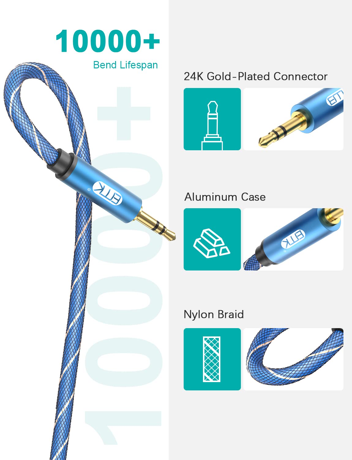 EMK 1/4 to 3.5mm Adapter, 1/4" Female to 1/8" Male Stereo Audio Adapter for Speaker,Amplifiers, Guitar, Home Theater Devices, Laptop, Headphones (1FT/0.3M) - Image 6