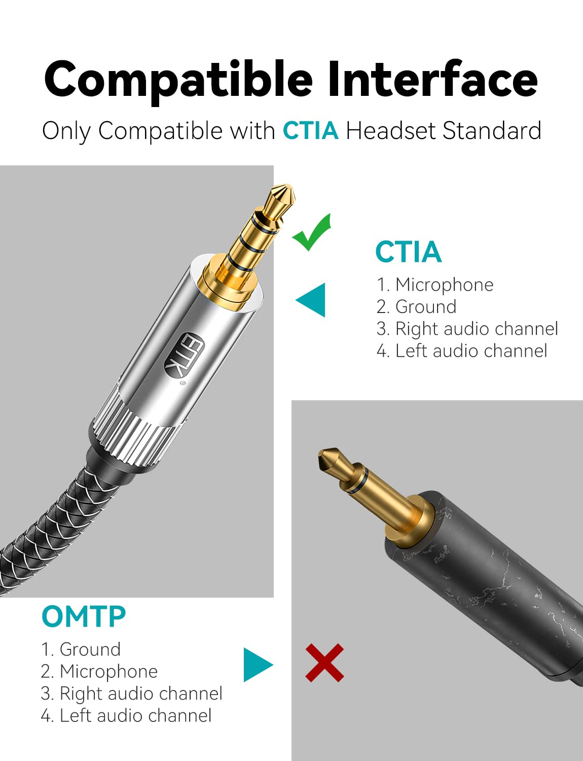 EMK 3.5mm Audio Splitter Headset Adapter Y Splitter Cable Stereo Male to 2 Female Separate Jack Compatible with PC, Xbox One, PS4, PS5, Laptop, Tablet, Phone - Image 6