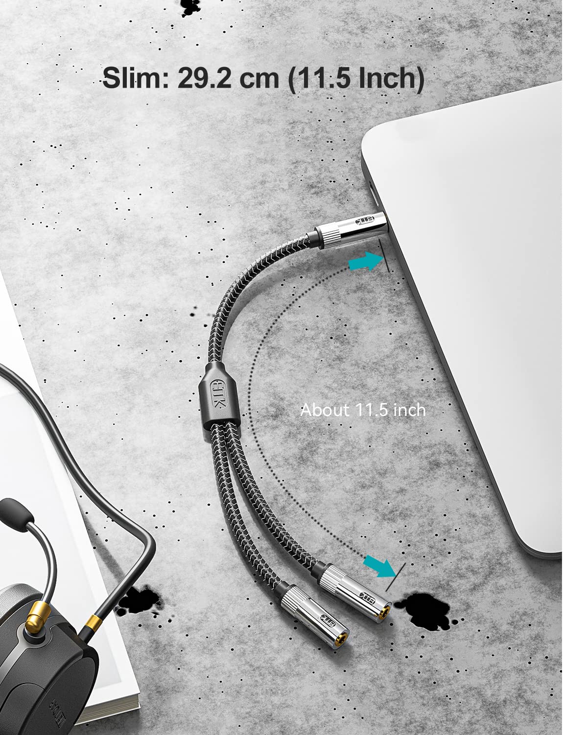 EMK 3.5mm Aux Headphone Splitter - 3-Pole TRS Stereo Y Splitter Extension Cable for Earphones, Headsets & Speakers - Image 7