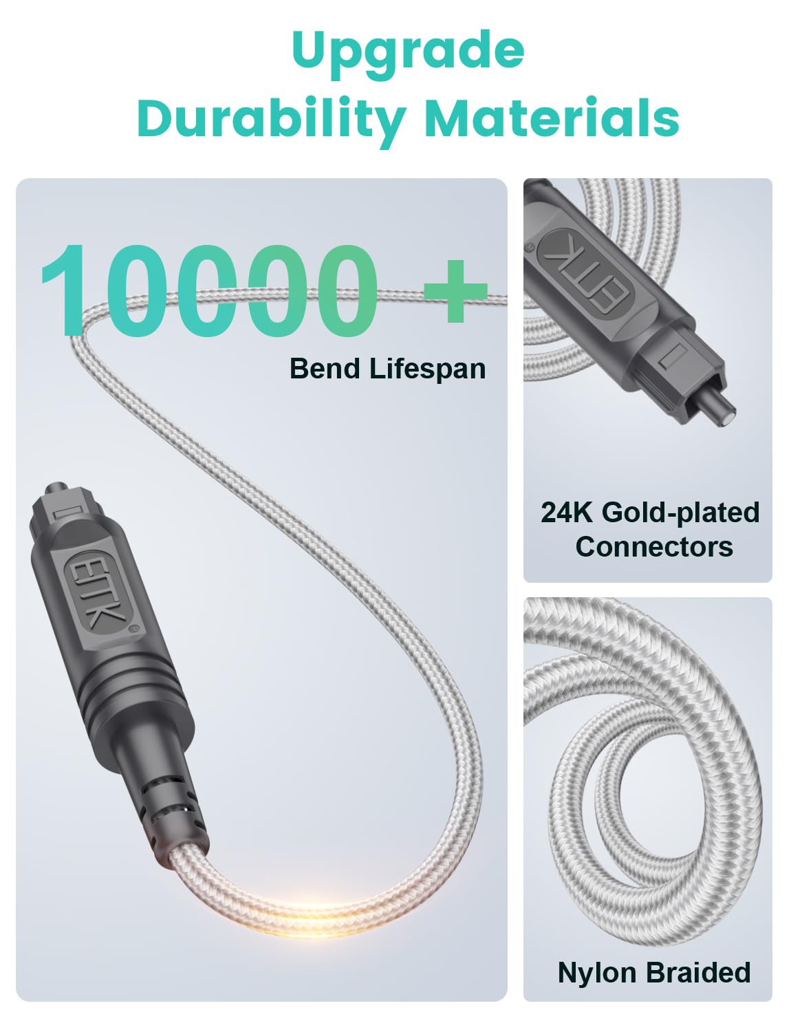 EMK 3Ft Digital Optical Audio Cable Toslink Cable - Fiber Optic Cord for Home Theater,Sound bar,TV,Gaming Console,Musical Instrument,Projector,Speaker - Image 4