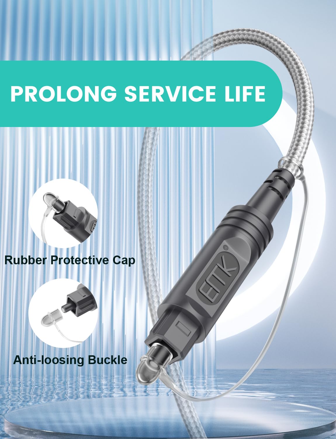 EMK 3Ft Digital Optical Audio Cable Toslink Cable - Fiber Optic Cord for Home Theater,Sound bar,TV,Gaming Console,Musical Instrument,Projector,Speaker - Image 5