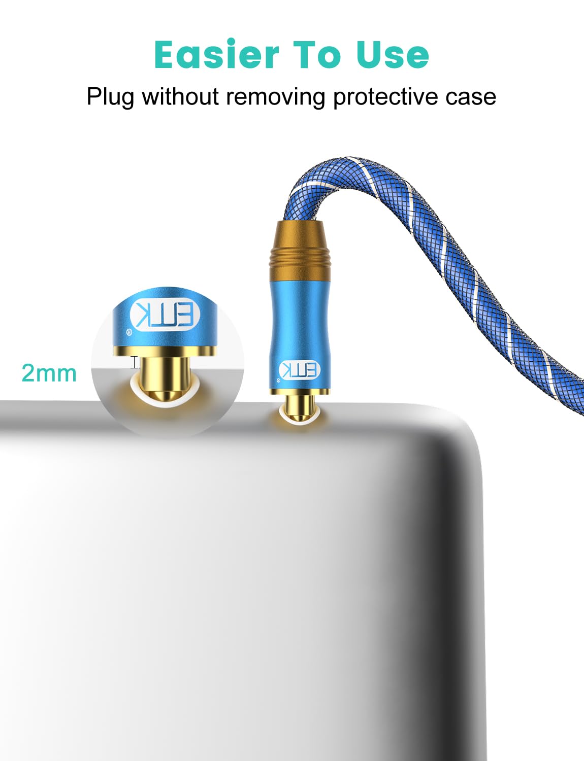 EMK 90 Degree Right Angle Aux Cable - [24K Gold-Plated,Sound Quality] Audio Stereo Male to Male Cable for Laptop, Tablets, MP3 Players,Car/Home Aux Stereo, Speaker or More(4FT/1.2M) - Image 5