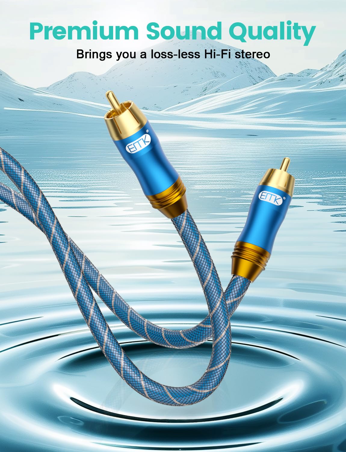 EMK Digital Coaxial Audio Cable for Audiophile 75-Ohm SPDIF Coax Subwoofer Cable RCA to RCA with OFC Core and Shielded (8ft/2.4m) - Image 7
