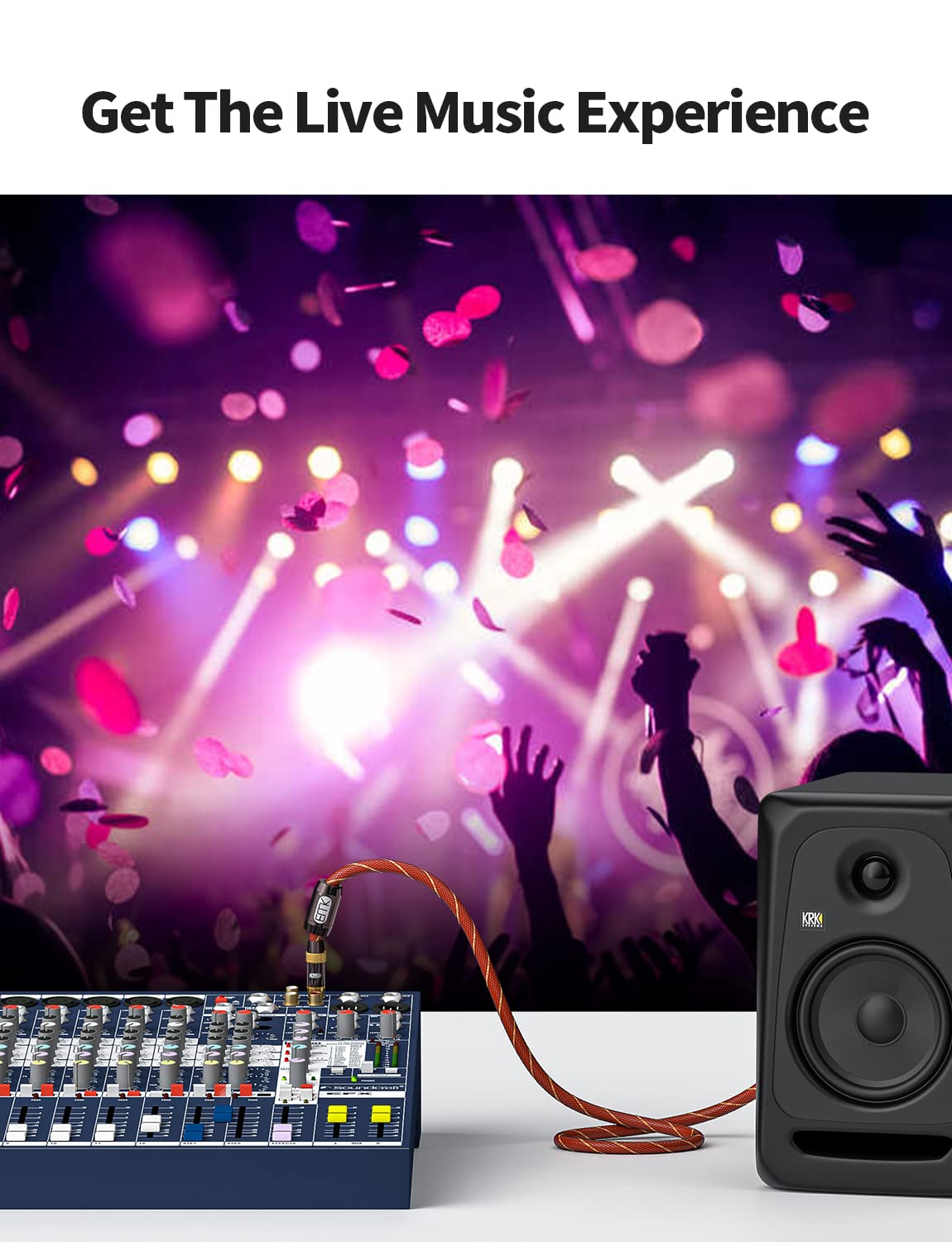 EMK Digital Coaxial Audio Cable - Subwoofer Cable RCA to RCA - Dual Shielded - Gold-Plated - Orange (5Ft/1.5Meters) - Image 6