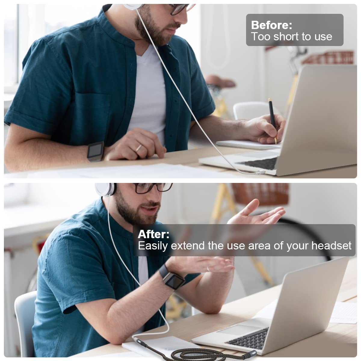 EMK Headphone Extension Cable 3.5mm AUX Extension Male to Female Stereo Audio Cable 24k-Gold Plated Connector Nylon Braided AUX Extension Cord(3.3ft/1m) - Image 6