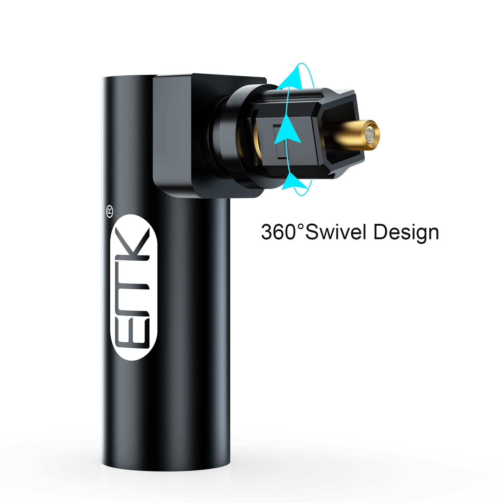 EMK Optical Audio Adapter, [2-PCS] 90 Degree Fiber Optic Cable Adapter Right Angel Toslink Optical Cables Extention Adapter Black - Image 3