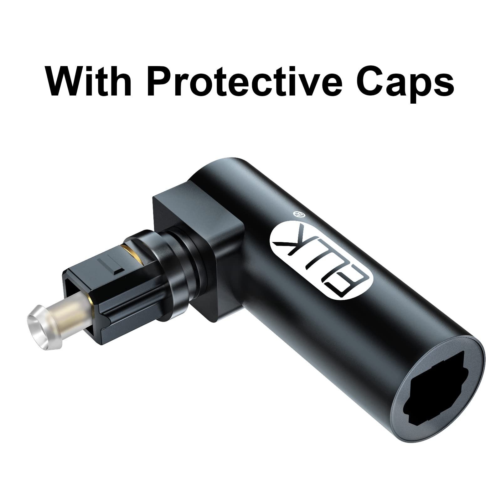 EMK Optical Audio Adapter, [2-PCS] 90 Degree Fiber Optic Cable Adapter Right Angel Toslink Optical Cables Extention Adapter Black - Image 5