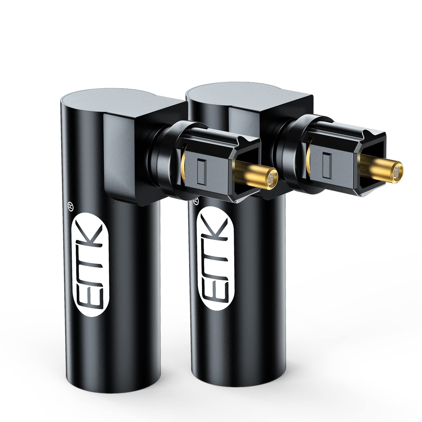 EMK Optical Audio Adapter, [2-PCS] 90 Degree Fiber Optic Cable Adapter Right Angel Toslink Optical Cables Extention Adapter Black - Image 7