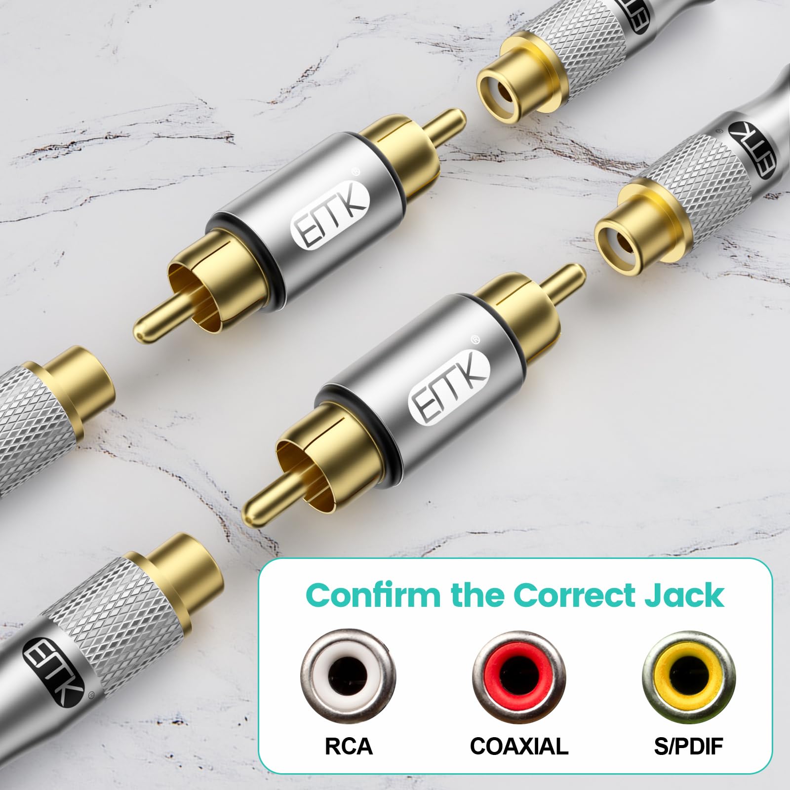 EMK RCA Coupler, 2-Pack Gold Plated RCA Male to Male Connector Adapter - for Audio Video AV Extension, Stereo, Home Theater, Speaker, TV, Amplifier - Image 4