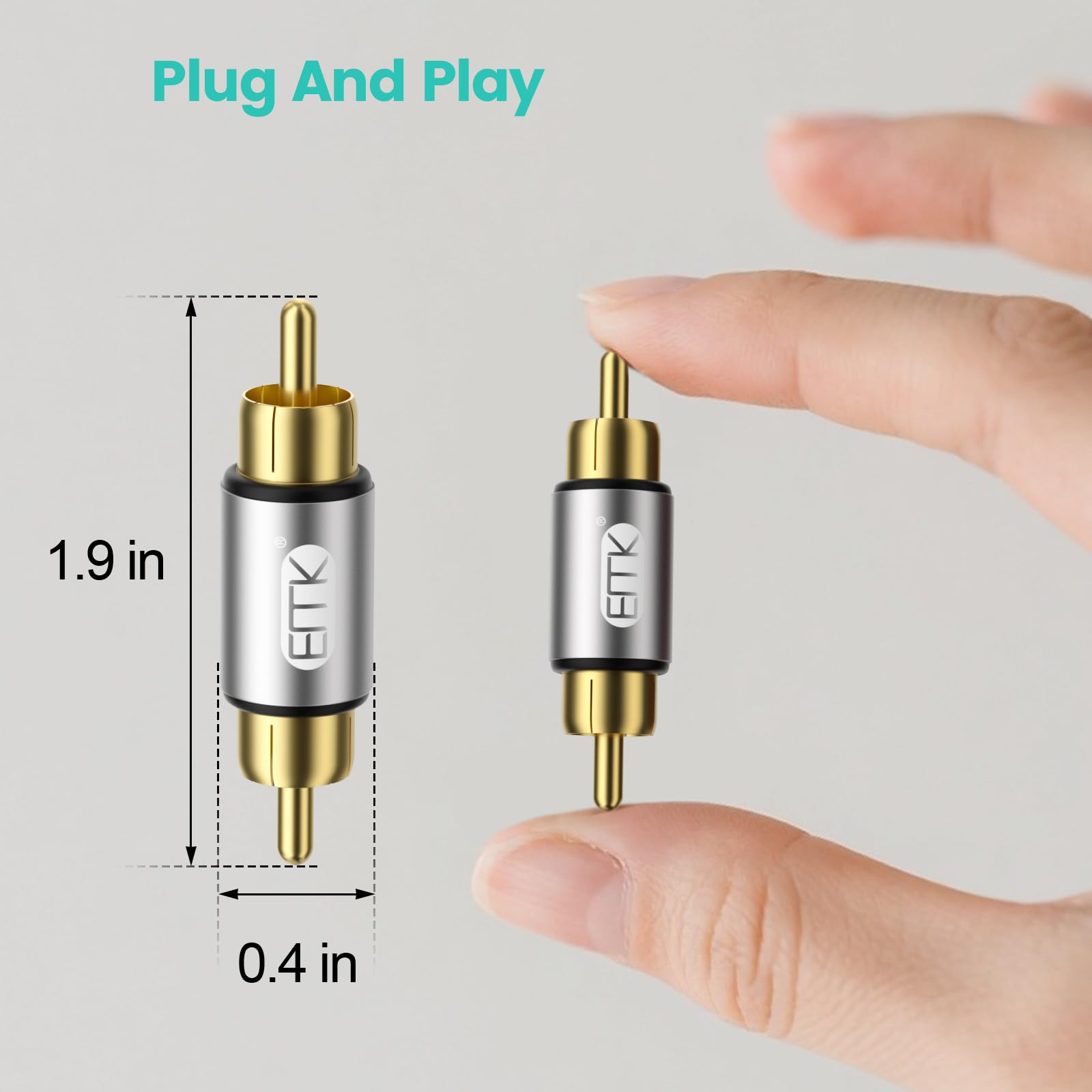 EMK RCA Coupler, 2-Pack Gold Plated RCA Male to Male Connector Adapter - for Audio Video AV Extension, Stereo, Home Theater, Speaker, TV, Amplifier - Image 5