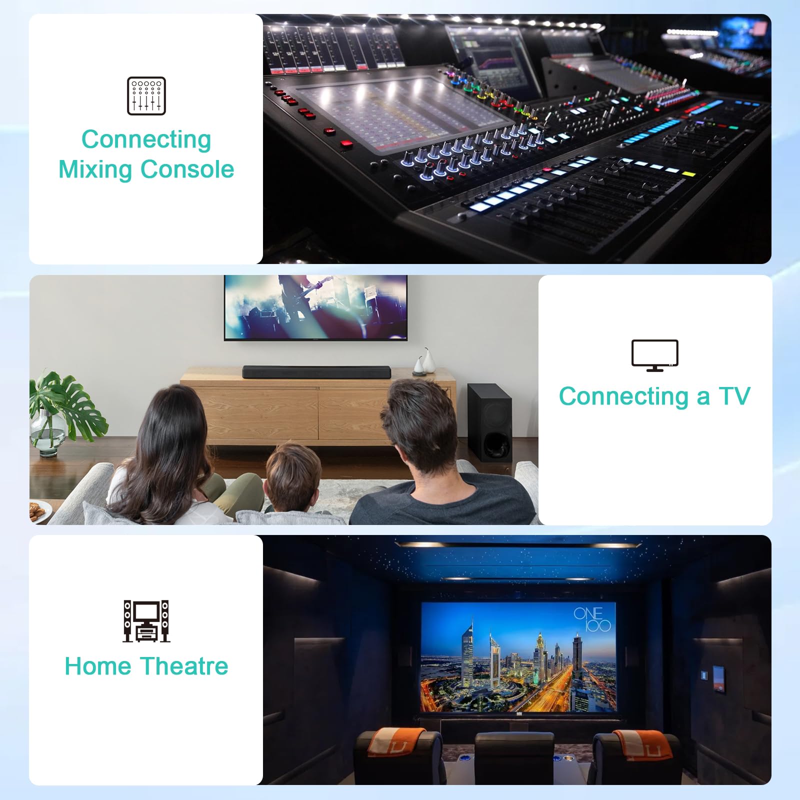 EMK RCA Y Splitter 8Ft/2.4M- Bi-Directional 1 Male to 2 Male Subwoofer/Coaxial RCA Audio Cable [Double Shielding] for Home Theater, AV Receiver, Amplifier - Silver - Image 7